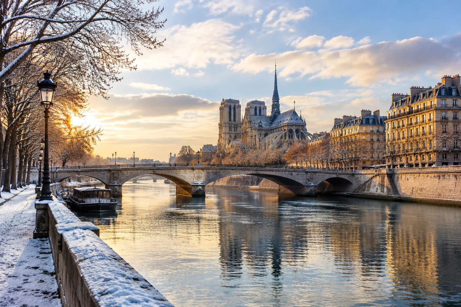 Tourisme parisien en hiver le long de la Seine